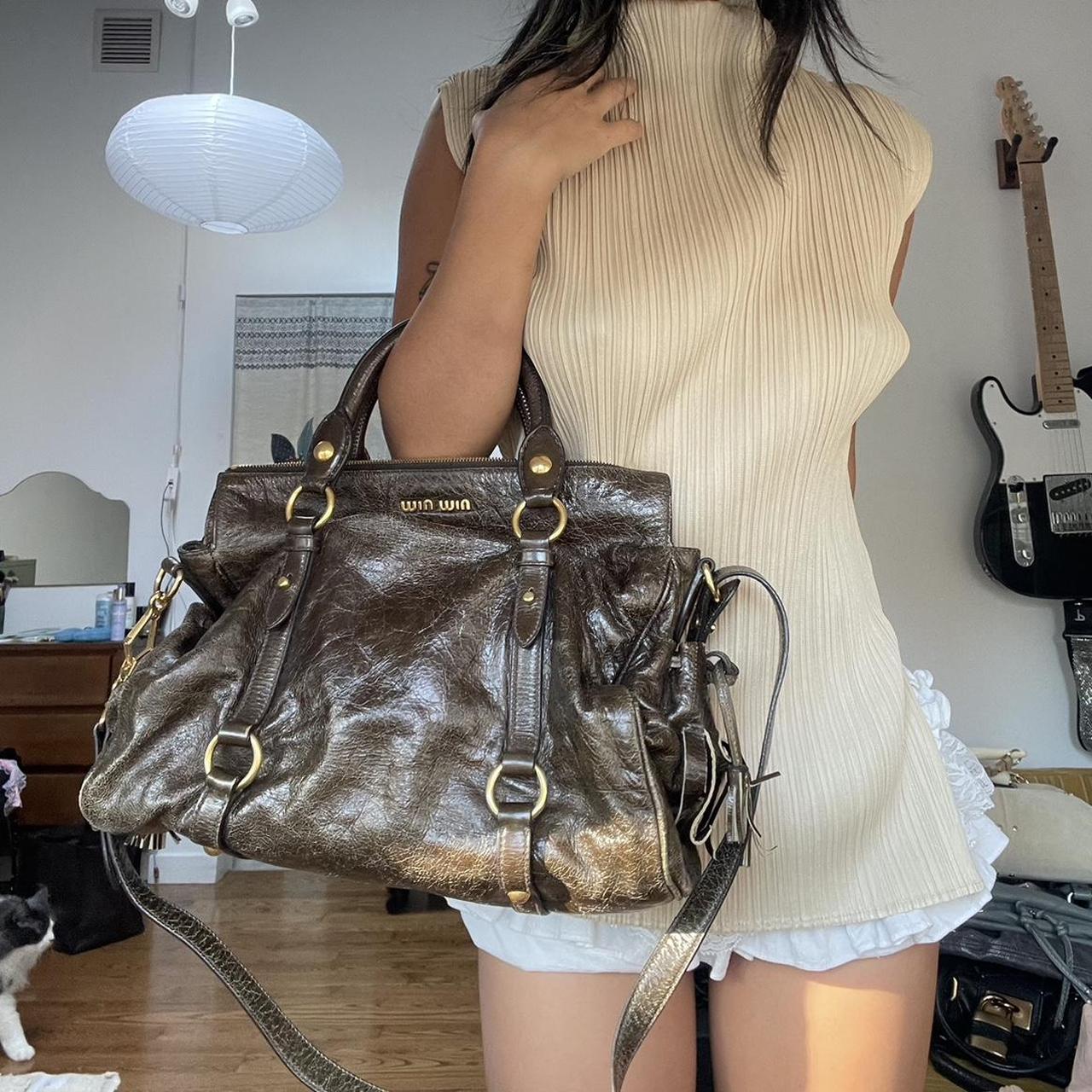 PreOwned Vintage Dark Brown Leather Miu Miu Vitello Lux Bag