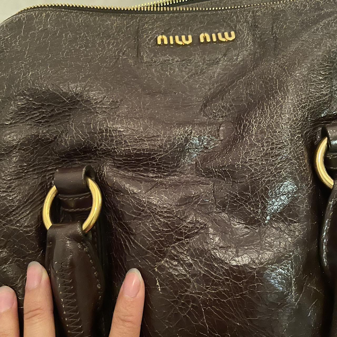 PreOwned Vintage Dark Brown Leather Miu Miu Vitello Lux Bag