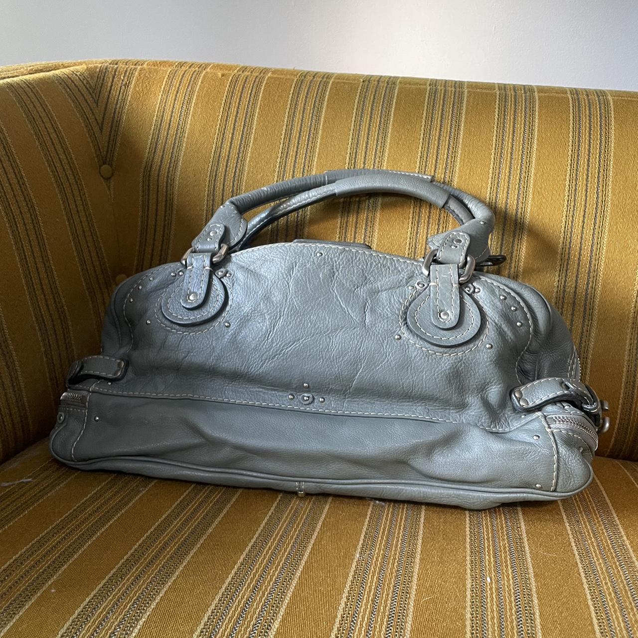 PreOwned Vintage Chloé Paddington Zippy Satchel Bag in Grey Blue Leather