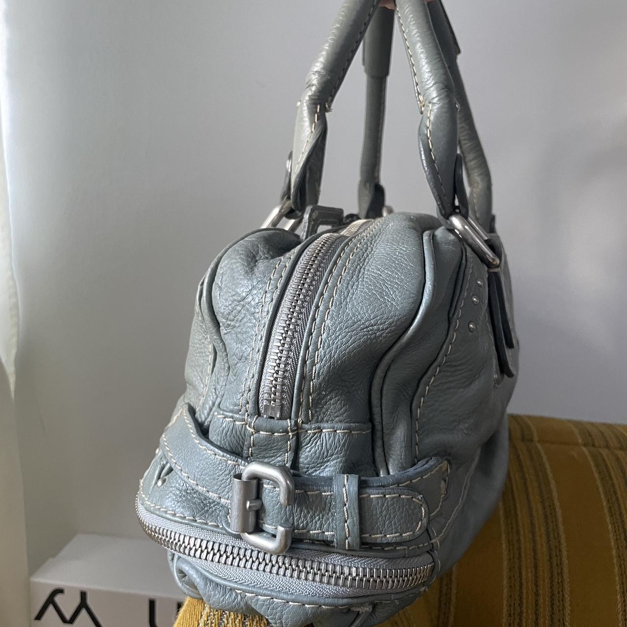 PreOwned Vintage Chloé Paddington Zippy Satchel Bag in Grey Blue Leather