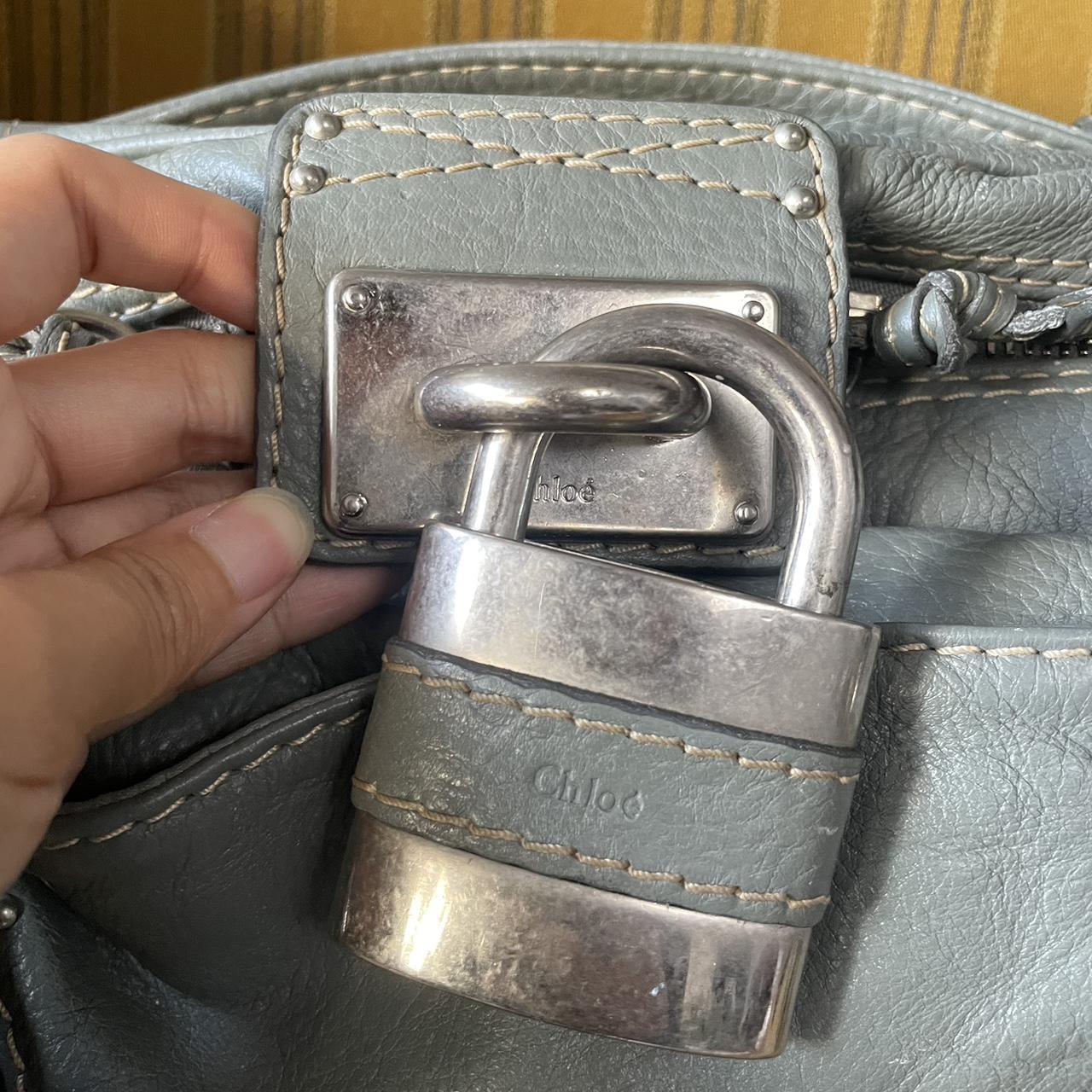 PreOwned Vintage Chloé Paddington Zippy Satchel Bag in Grey Blue Leather