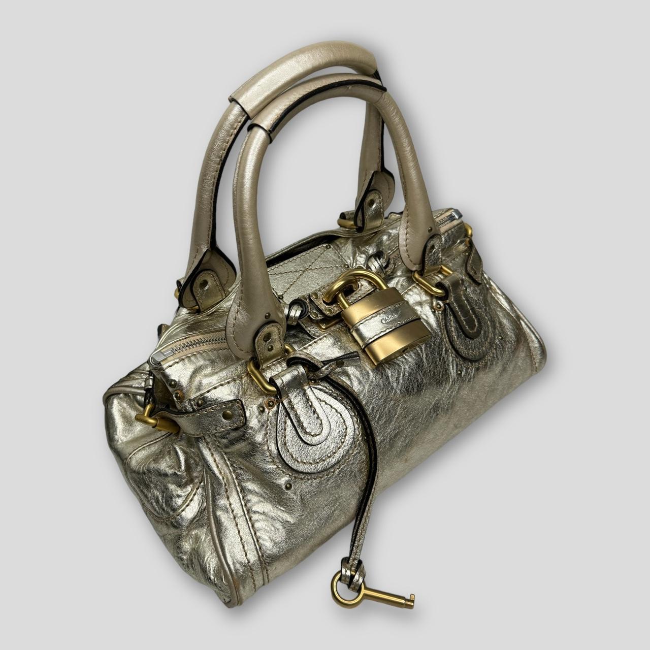 PreOwned CHLOÉ Paddington Bag  Metallic Light Gold Color