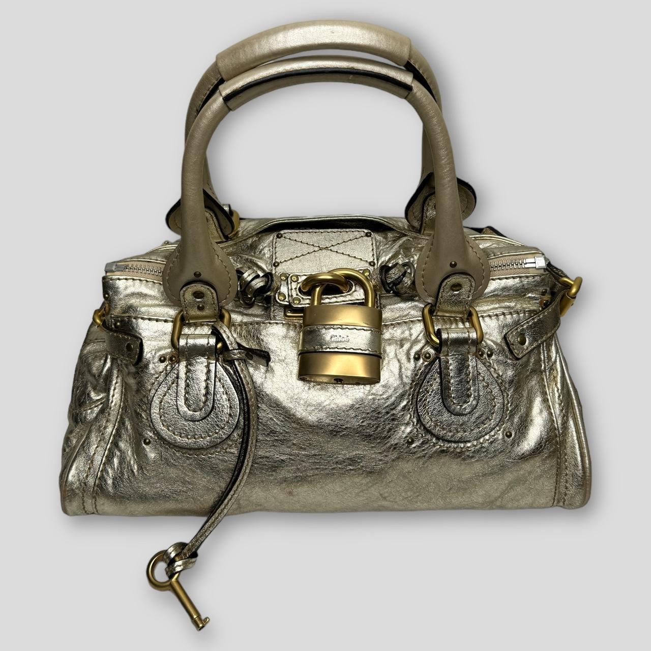 PreOwned CHLOÉ Paddington Bag  Metallic Light Gold Color