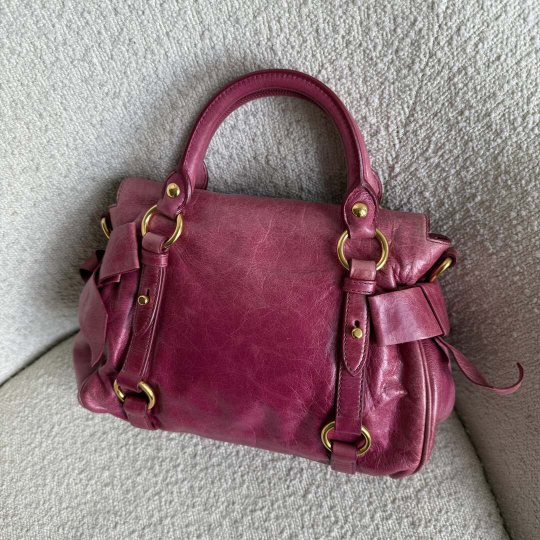 PreOwned Miu Miu Mini Vitello Lux Pink Leather Handbag
