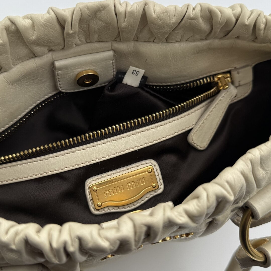 PreOwned Miu Miu Vitello Leather White Handbag