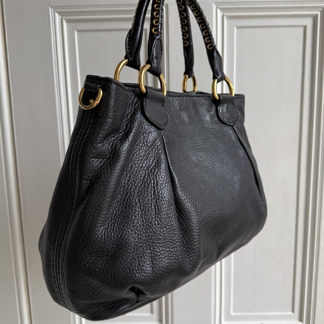 PreOwned Miu Miu Vitello Leather Black Shoulder Bag