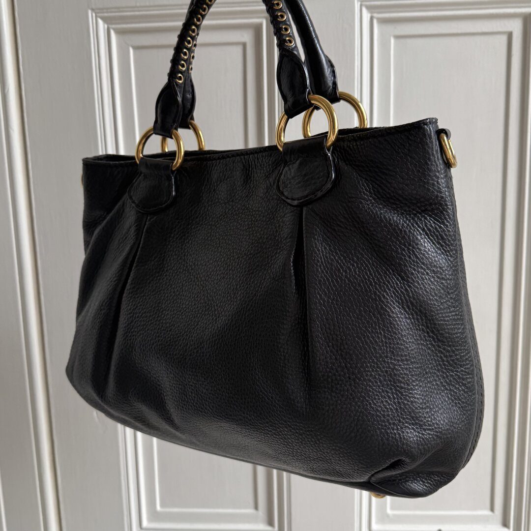 PreOwned Miu Miu Vitello Leather Black Shoulder Bag