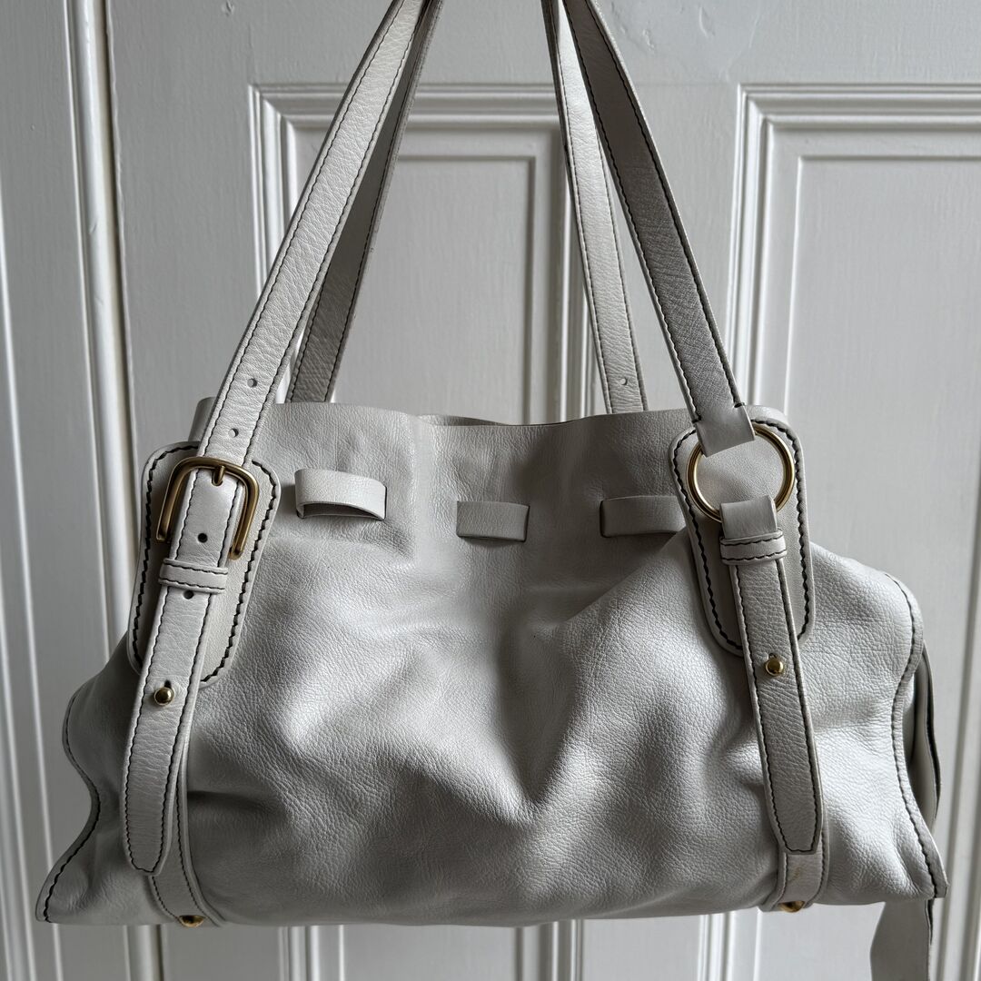 PreOwned Miu Miu Vitello Leather White Tote Bag