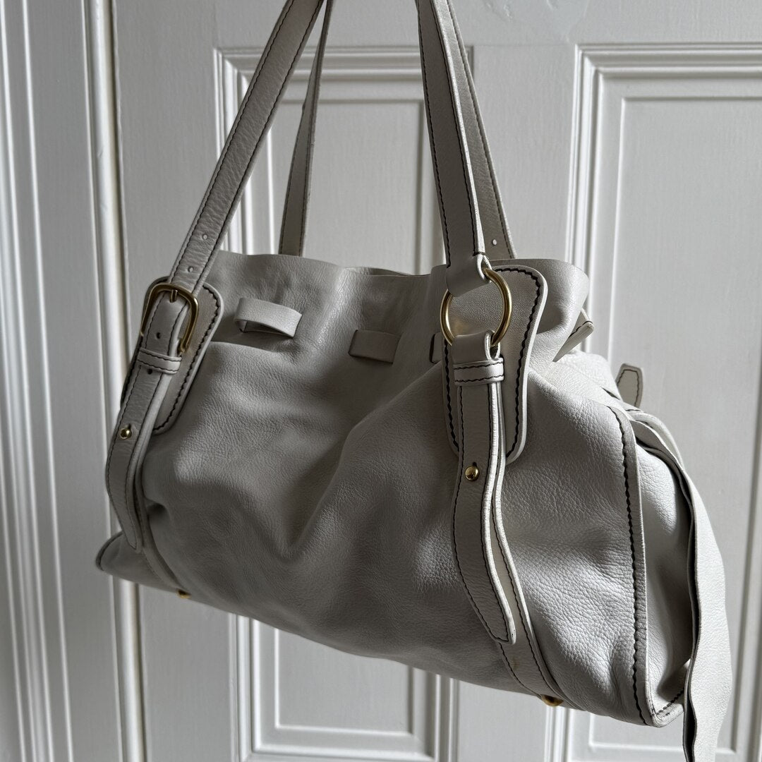 PreOwned Miu Miu Vitello Leather White Tote Bag