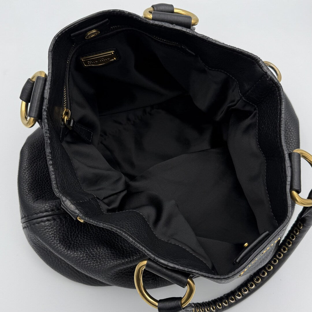 PreOwned Miu Miu Vitello Leather Black Shoulder Bag