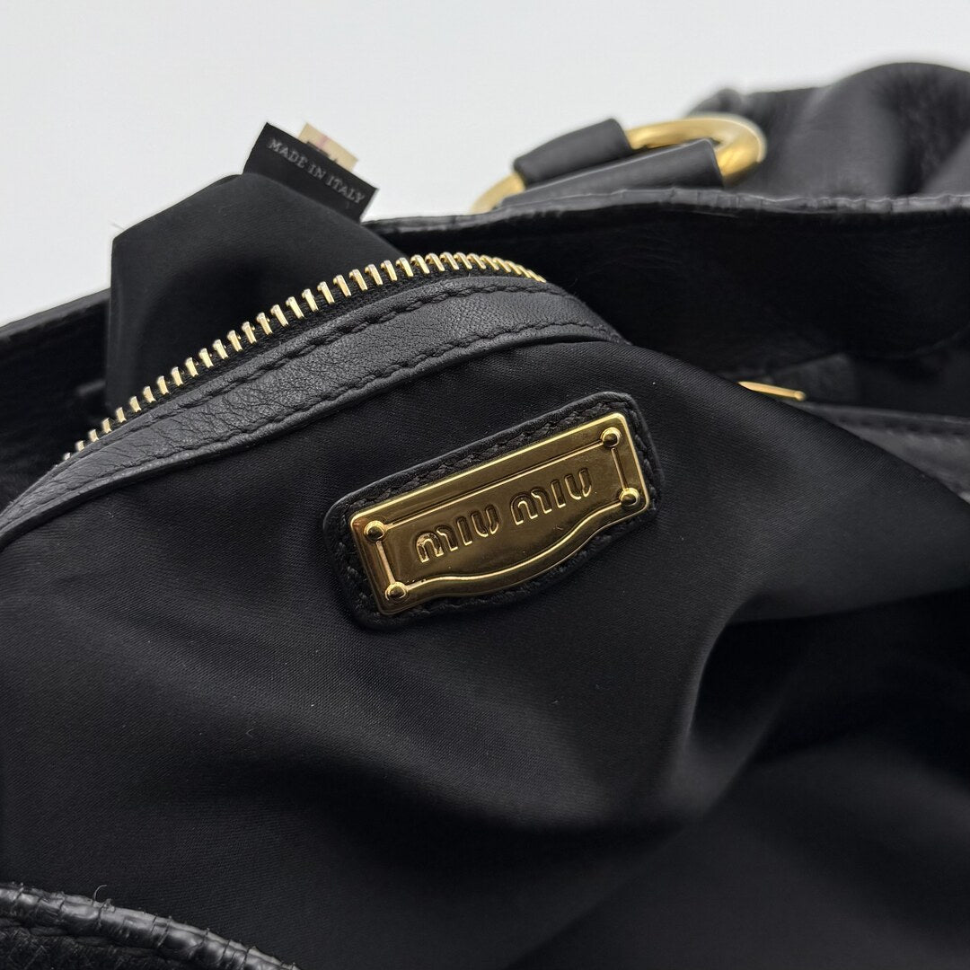 PreOwned Miu Miu Vitello Leather Black Shoulder Bag