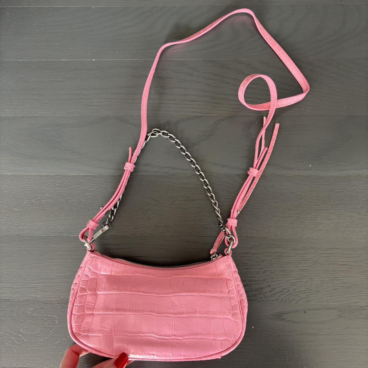 PreOwned Balenciaga Crocodile Embossed Le Cagole Mini Purse Pink