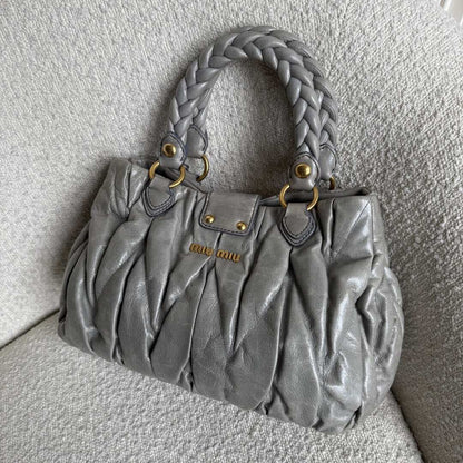 PreOwned Miu Miu Matelasse Grey Leather Handbag